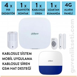 Dahua 4G 4 Dedektörlü Kablosuz Alarm Sistemi